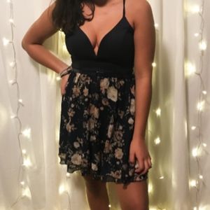 mini dark blue floral dress